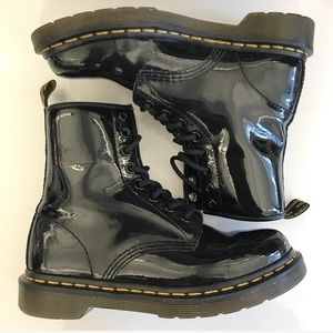 Dr. Martens black patent leather boots